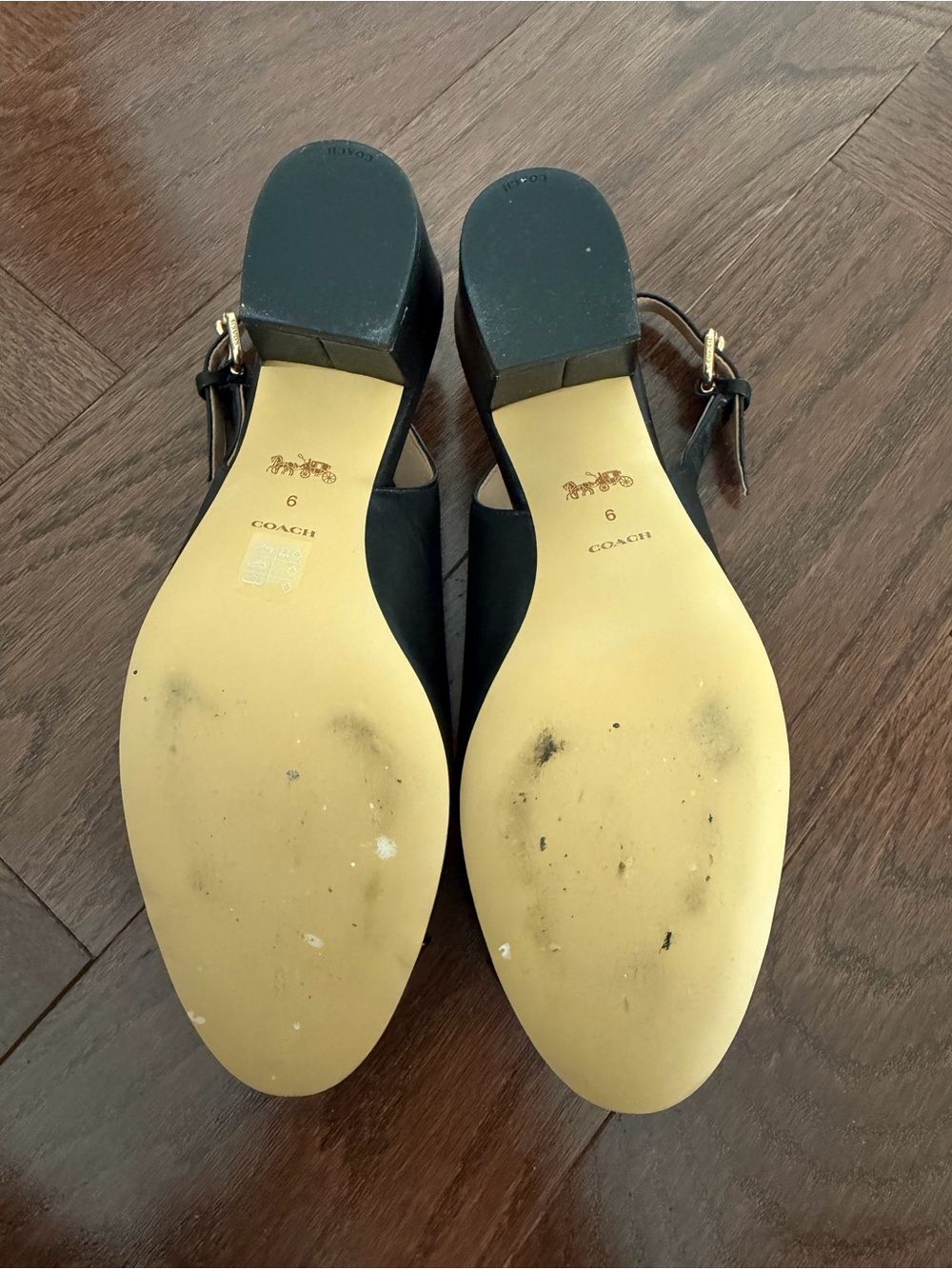COACH Black Slingback Patent Cap-Toe Pumps - Picture 2 of 4